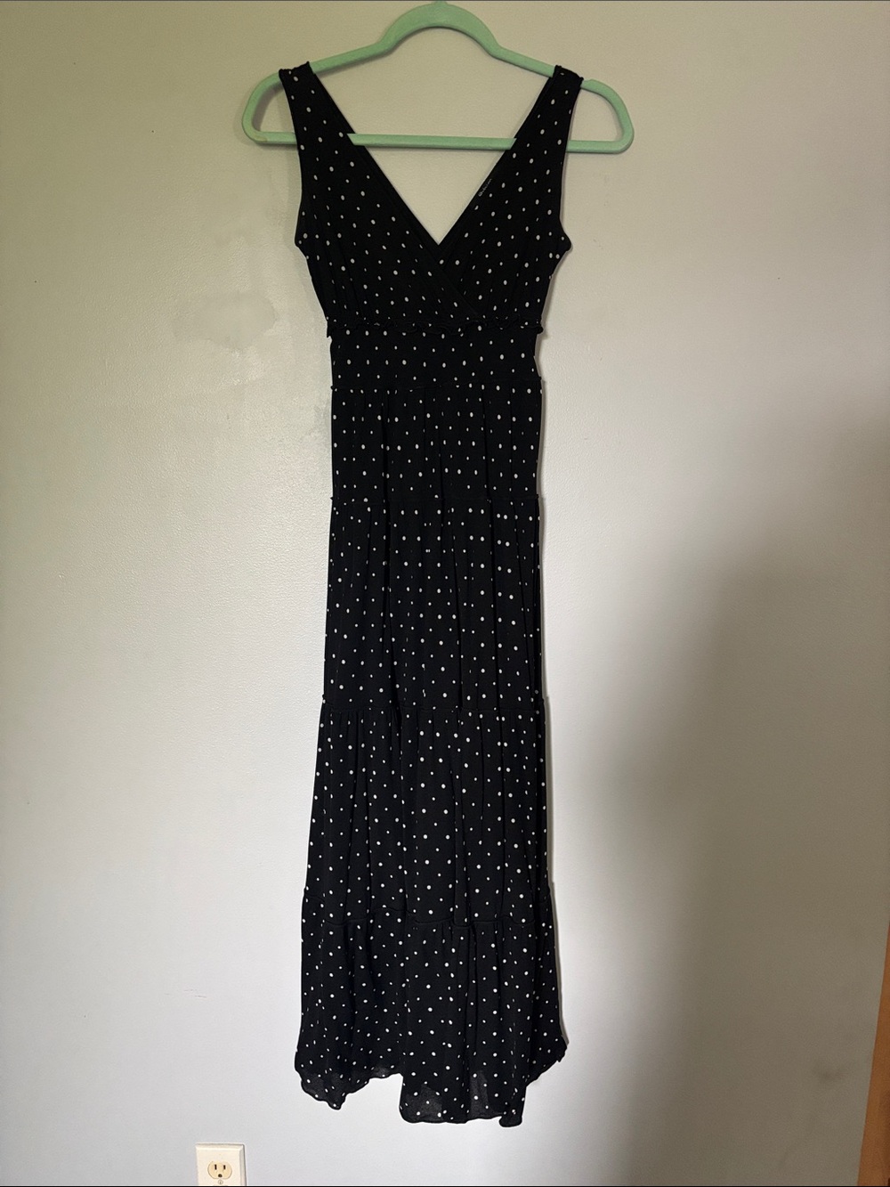 Style & Co. Black Maxi Dress with White Polka Dots size pp